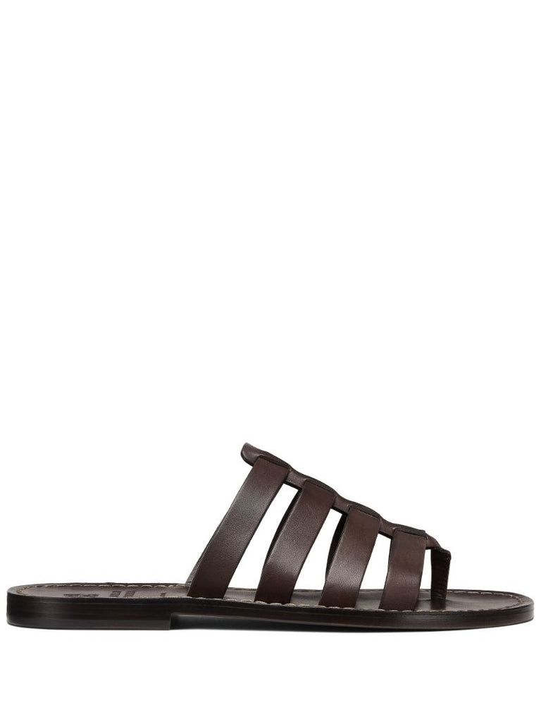 Brown Caged Leather Sandals