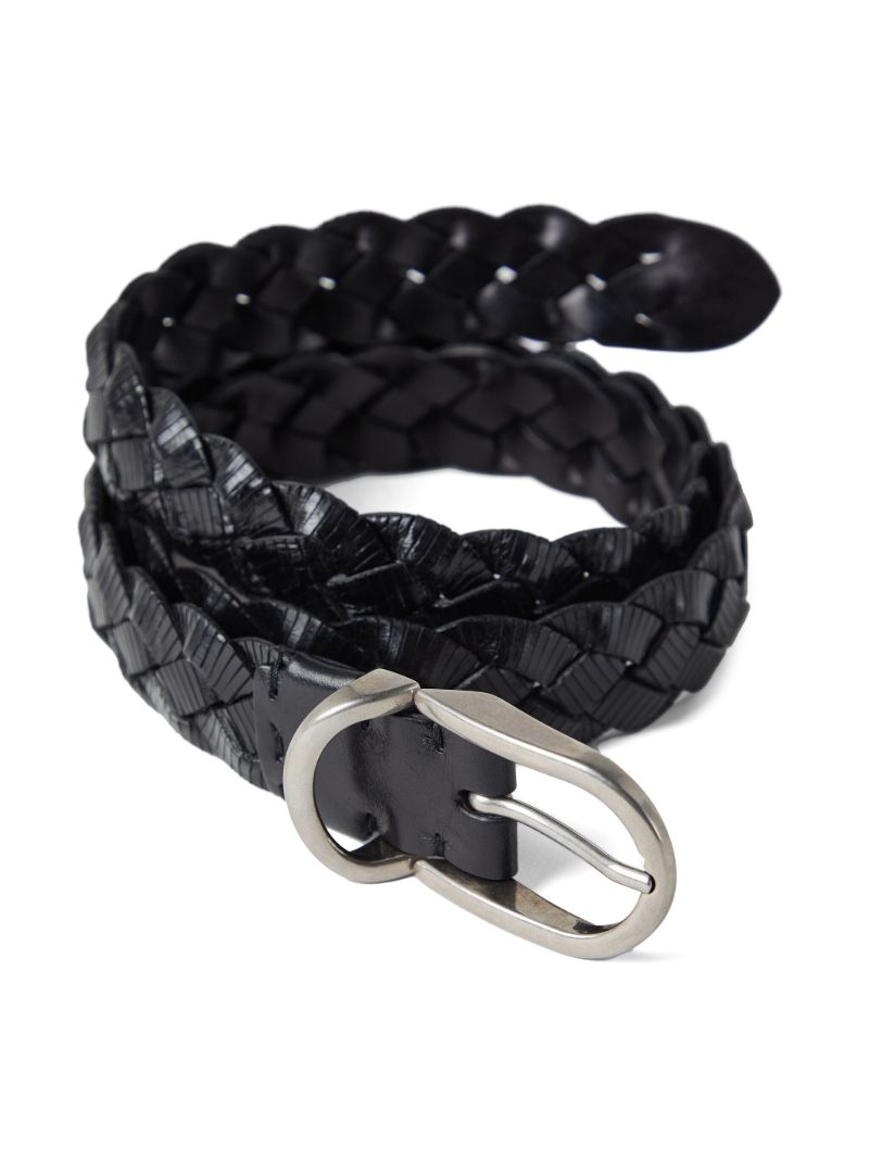 Black Braided Leather Belt