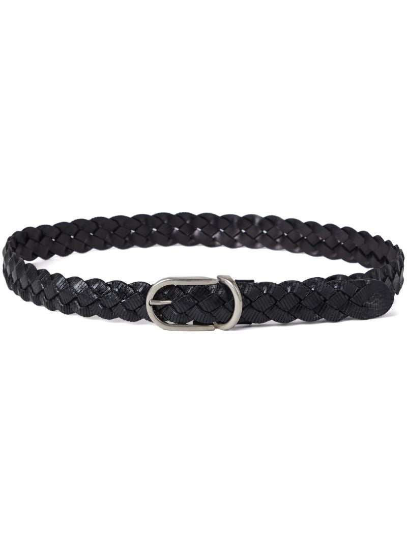 Black Braided Leather Belt