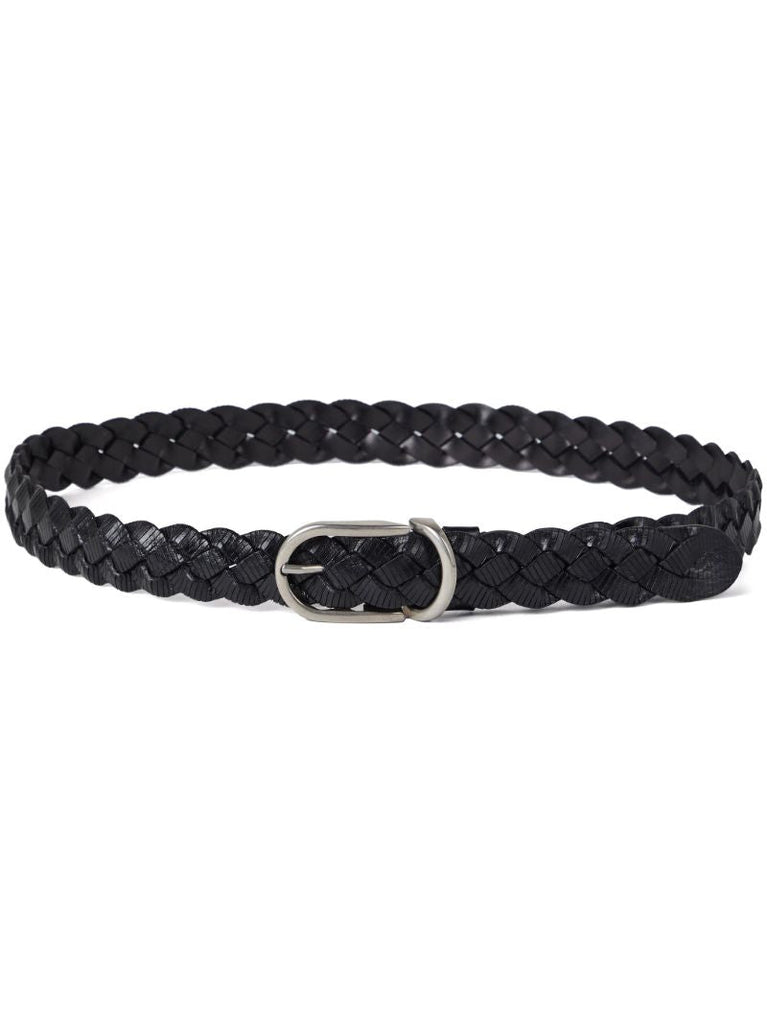 Black Braided Leather Belt