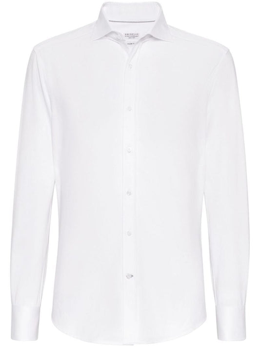 White Long-sleeve Cotton Shirt