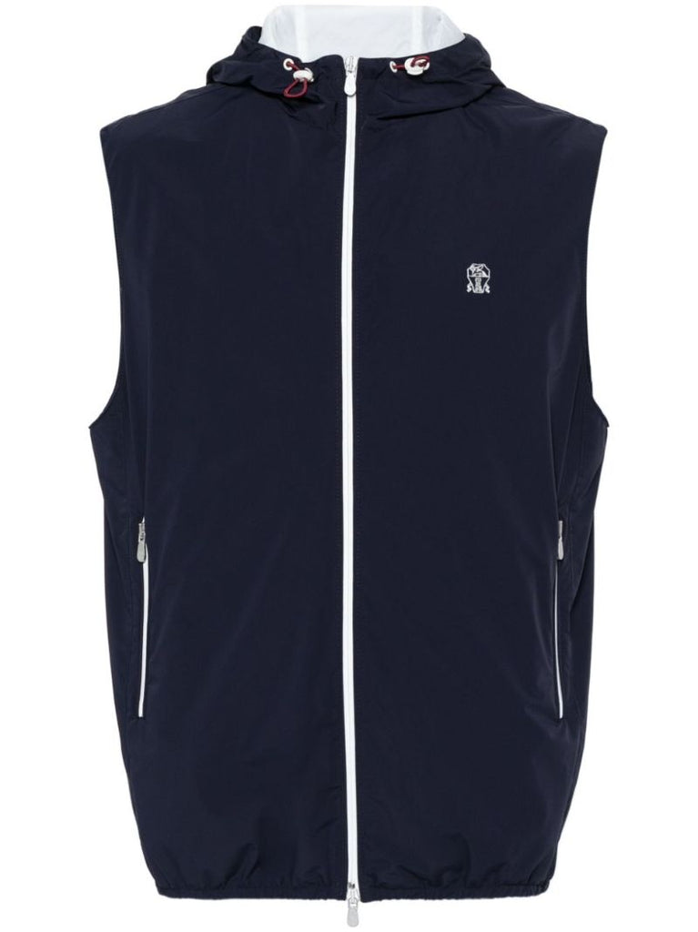 Blue Logo-embroidered Padded Gilet