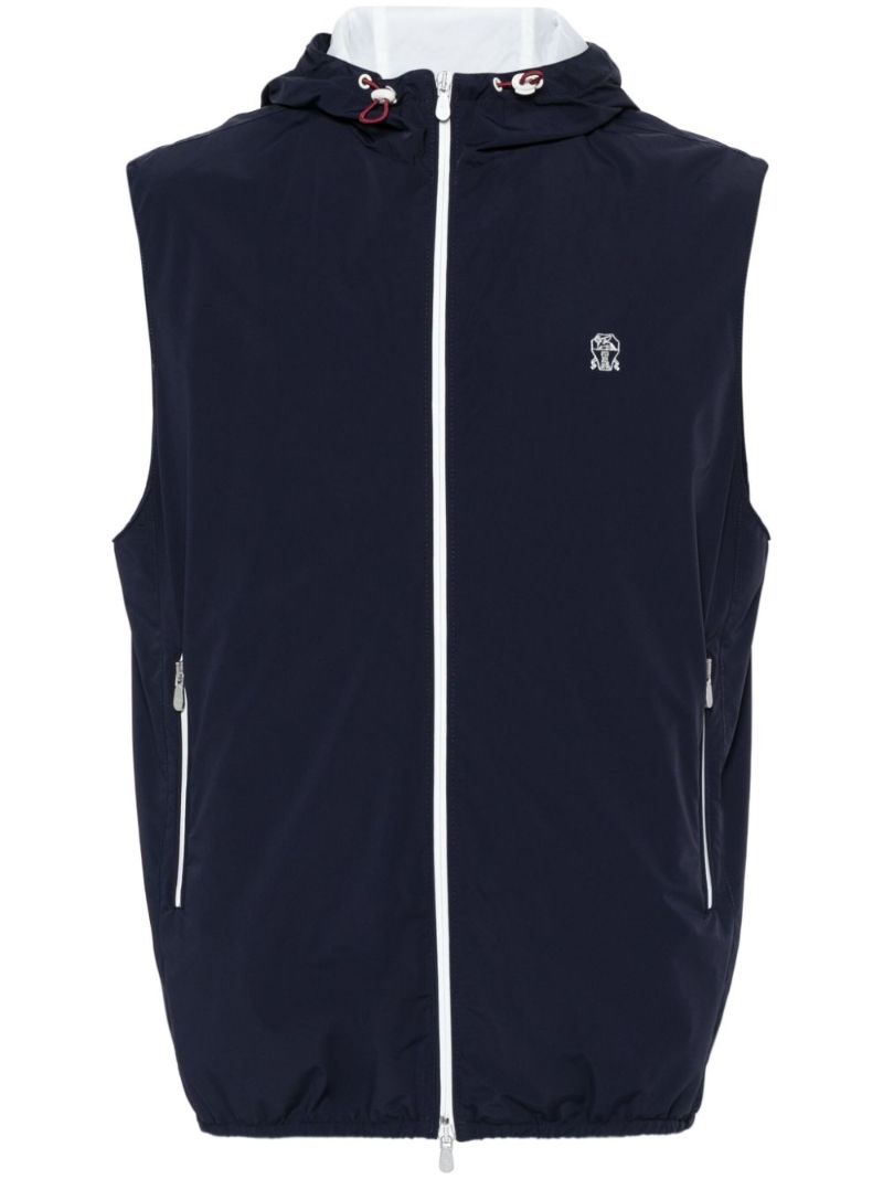 Blue Logo-embroidered Padded Gilet