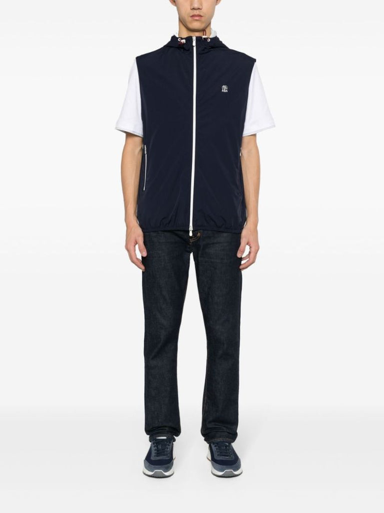 Blue Logo-embroidered Padded Gilet