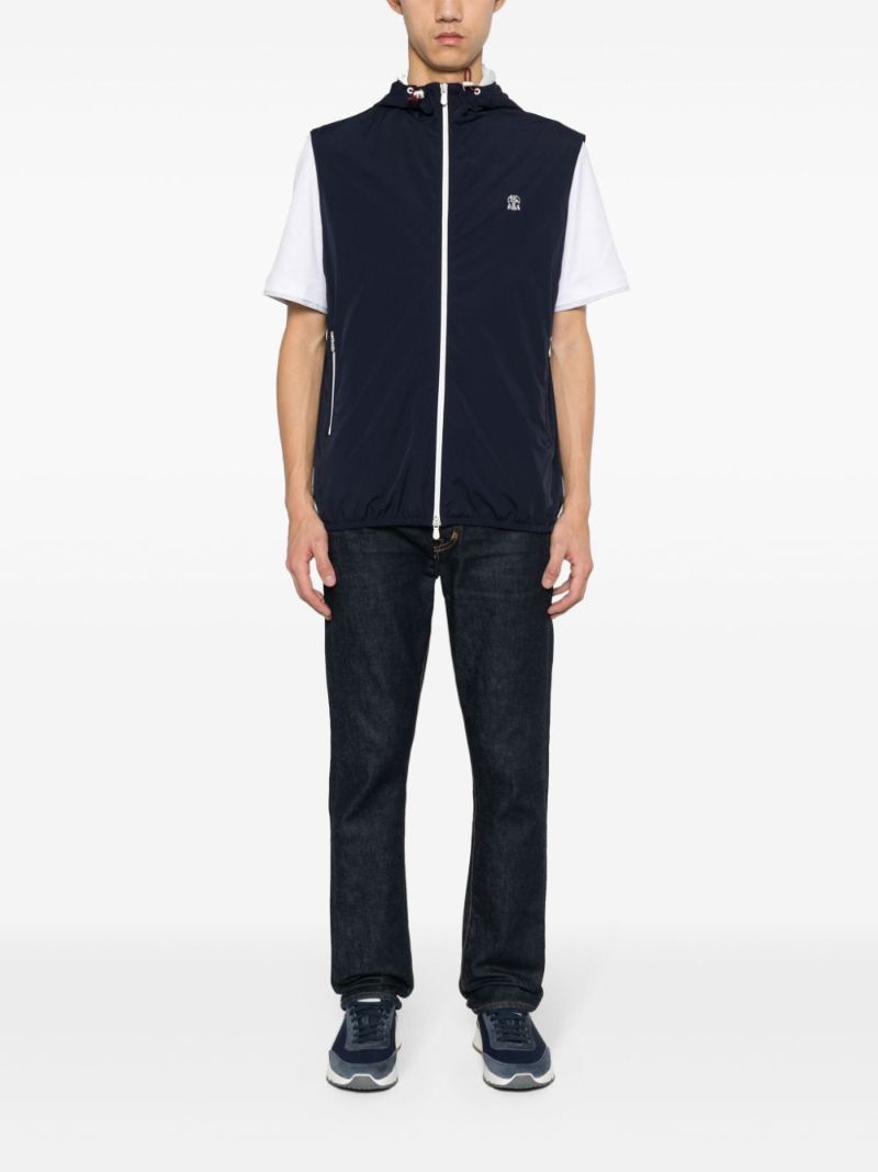 Blue Logo-embroidered Padded Gilet
