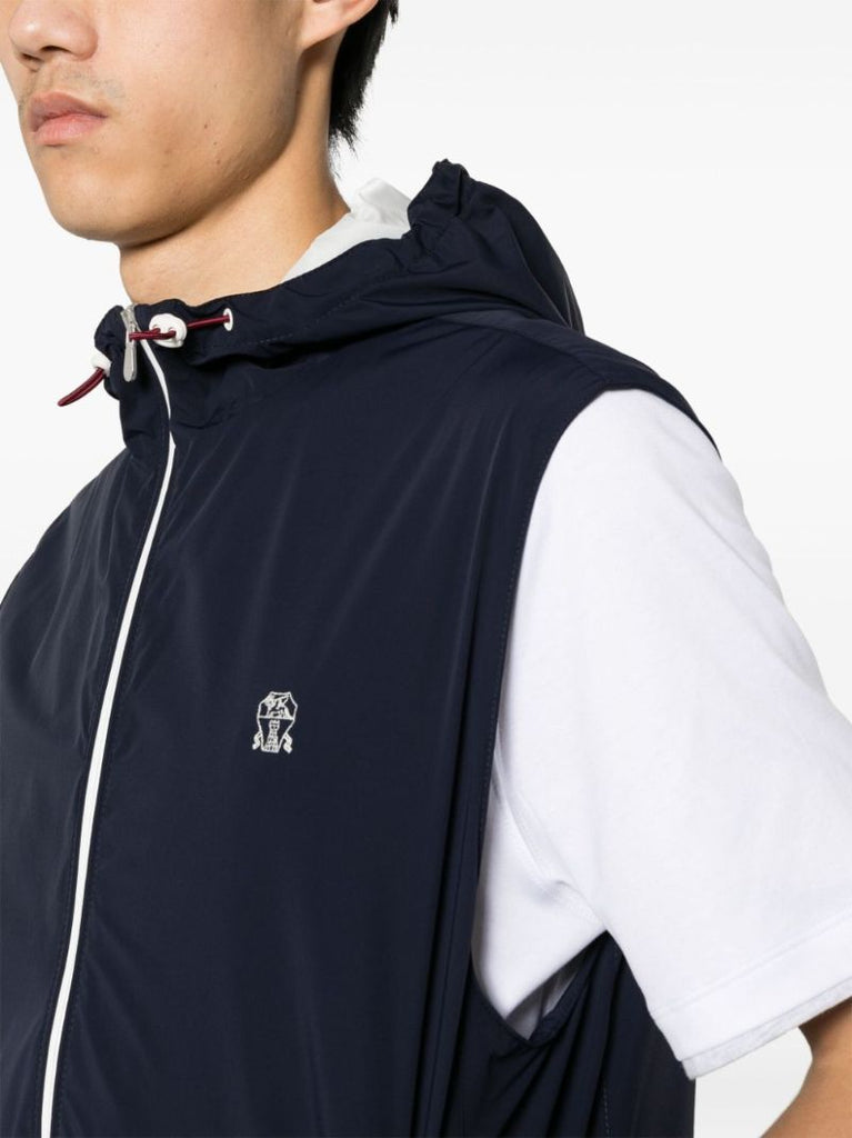 Blue Logo-embroidered Padded Gilet