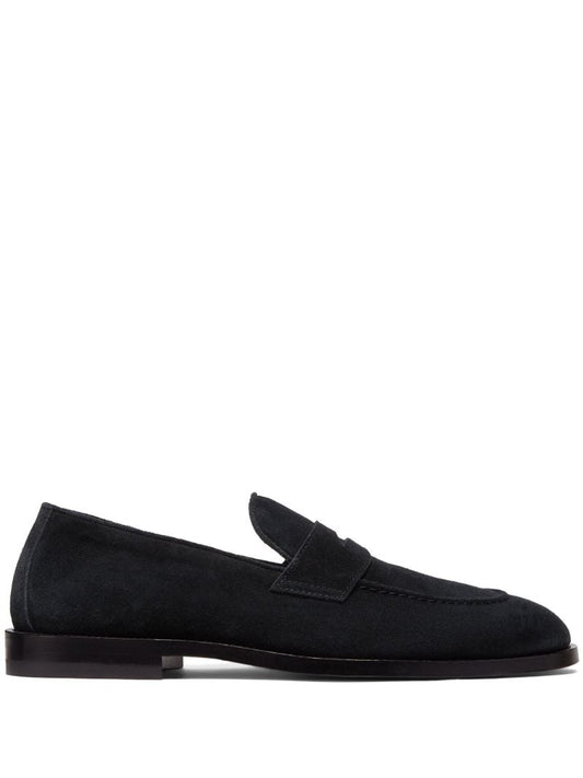 Black Low-heel Suede Loafers