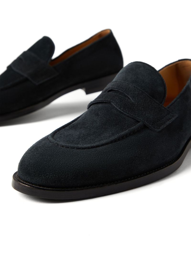 Black Low-heel Suede Loafers