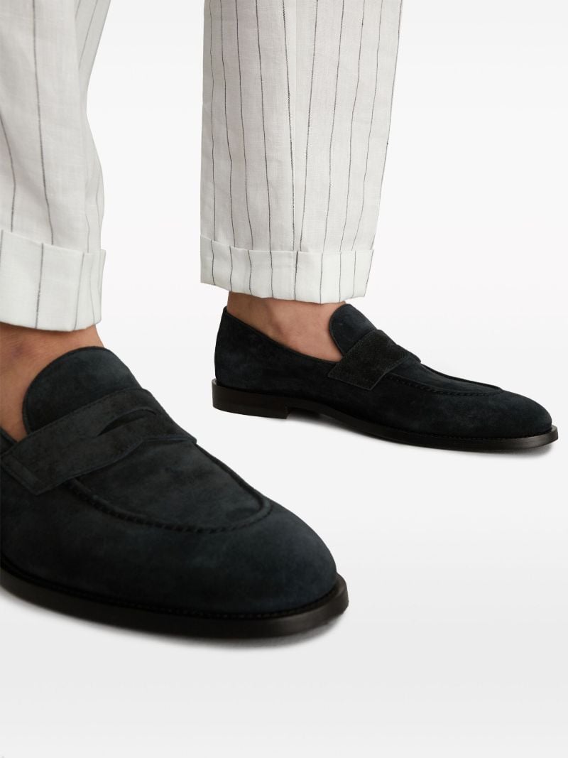 Black Low-heel Suede Loafers