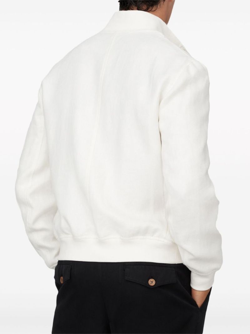 White Twill-weave Bomber Jacket