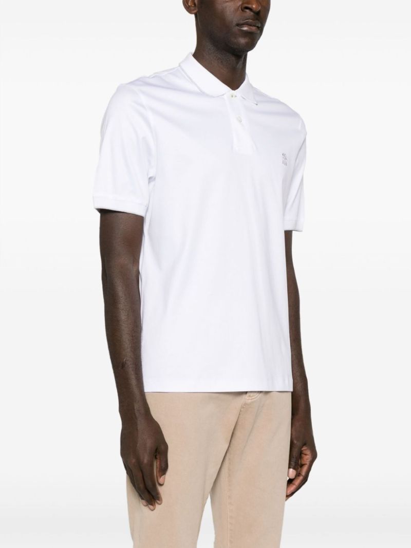 White Logo-embroidered Cotton Polo Shirt