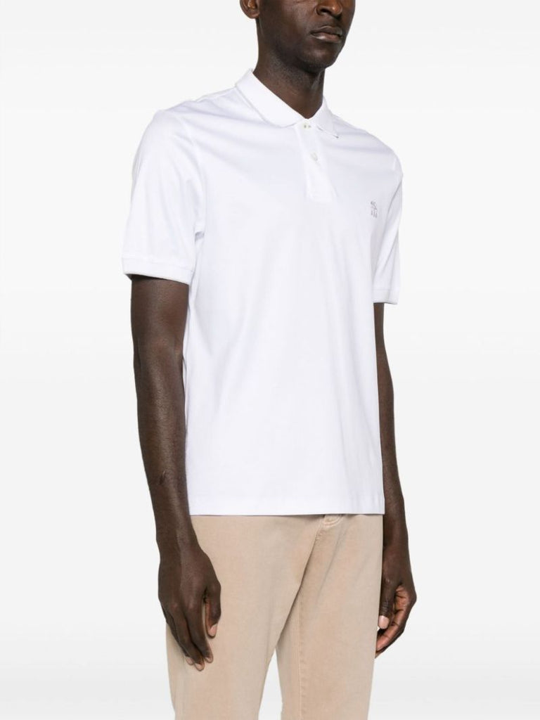 White Logo-embroidered Cotton Polo Shirt