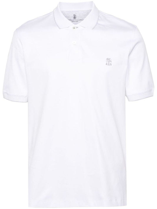 White Logo-embroidered Cotton Polo Shirt