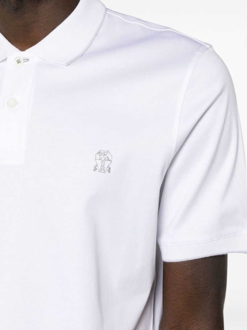 White Logo-embroidered Cotton Polo Shirt