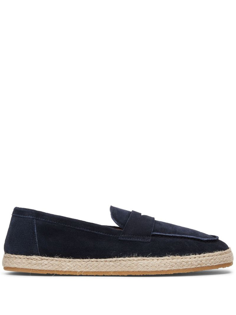 Blue Espadrille Suede Loafers