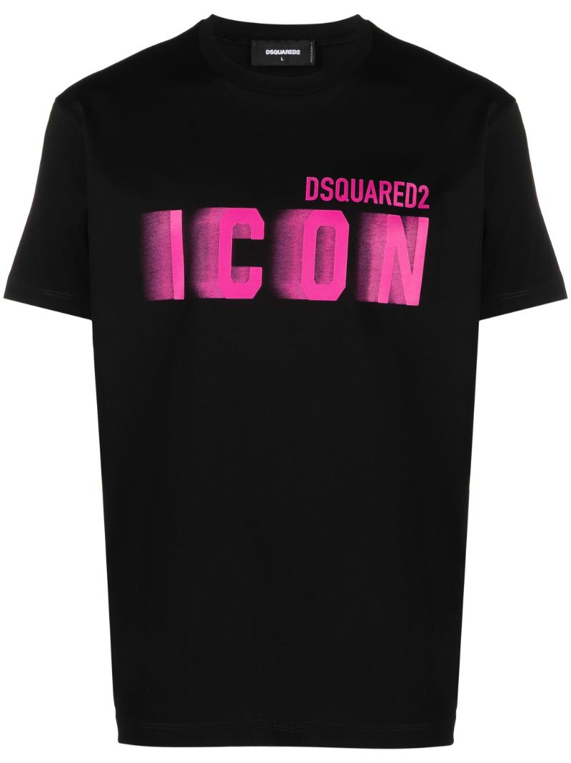 Black Icon Blur Cotton T-shirt