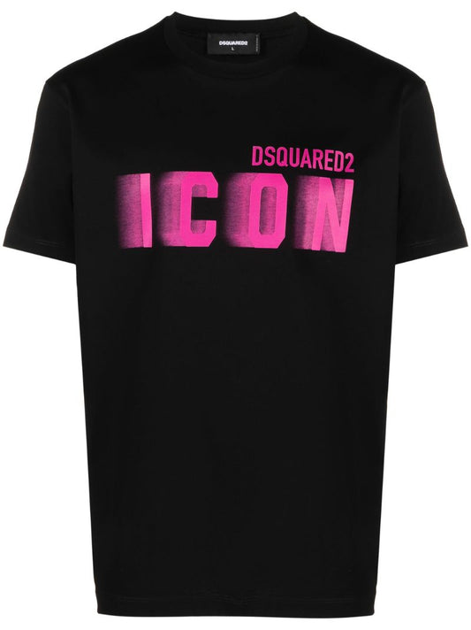 Black Icon Blur Cotton T-shirt