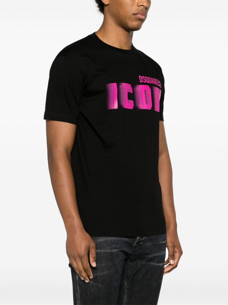 Black Icon Blur Cotton T-shirt
