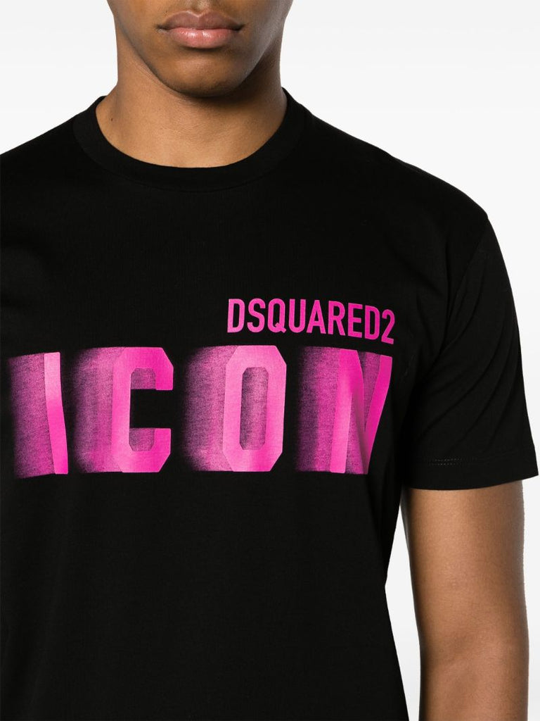 Black Icon Blur Cotton T-shirt