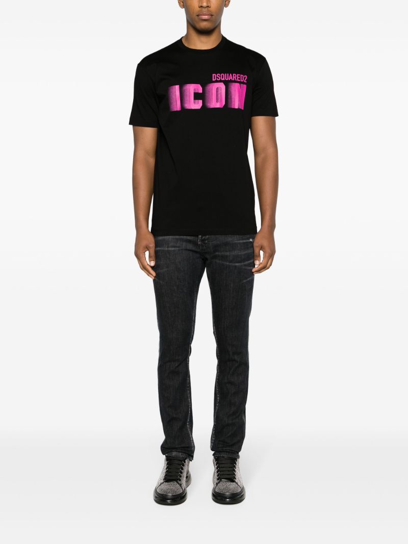 Black Icon Blur Cotton T-shirt
