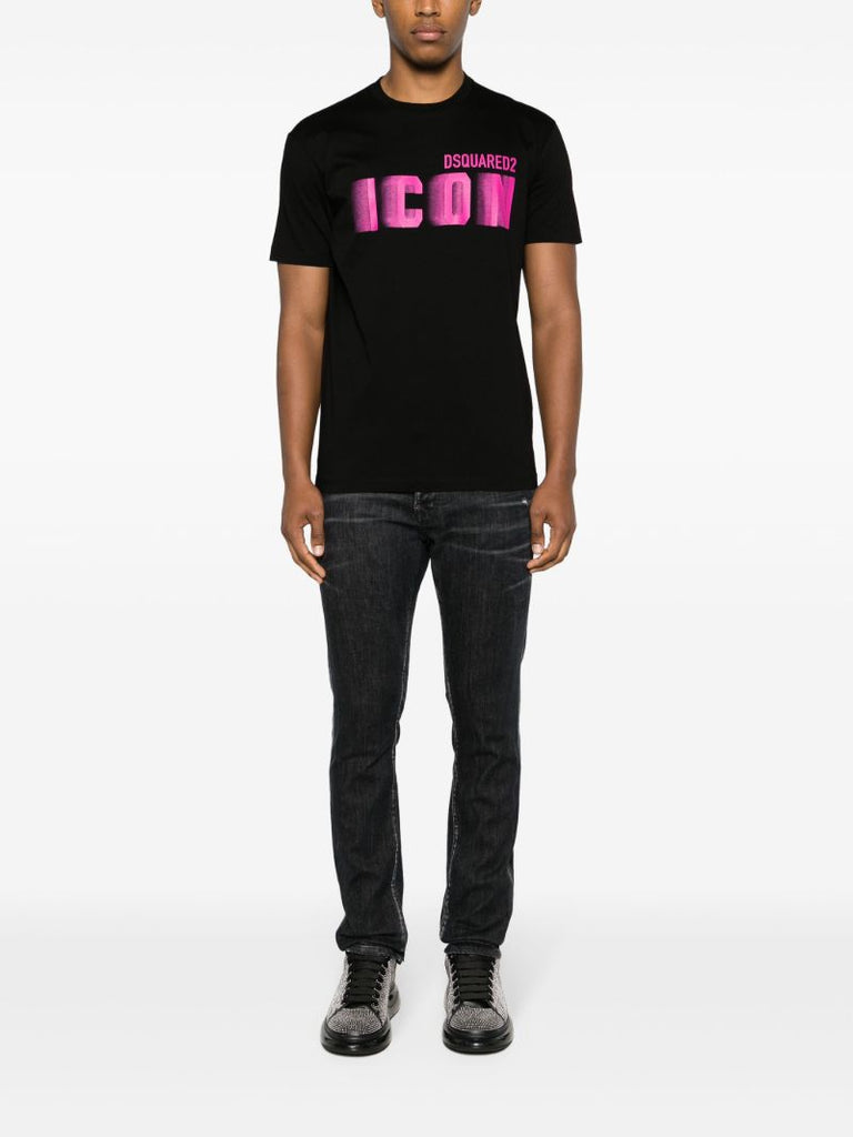 Black Icon Blur Cotton T-shirt