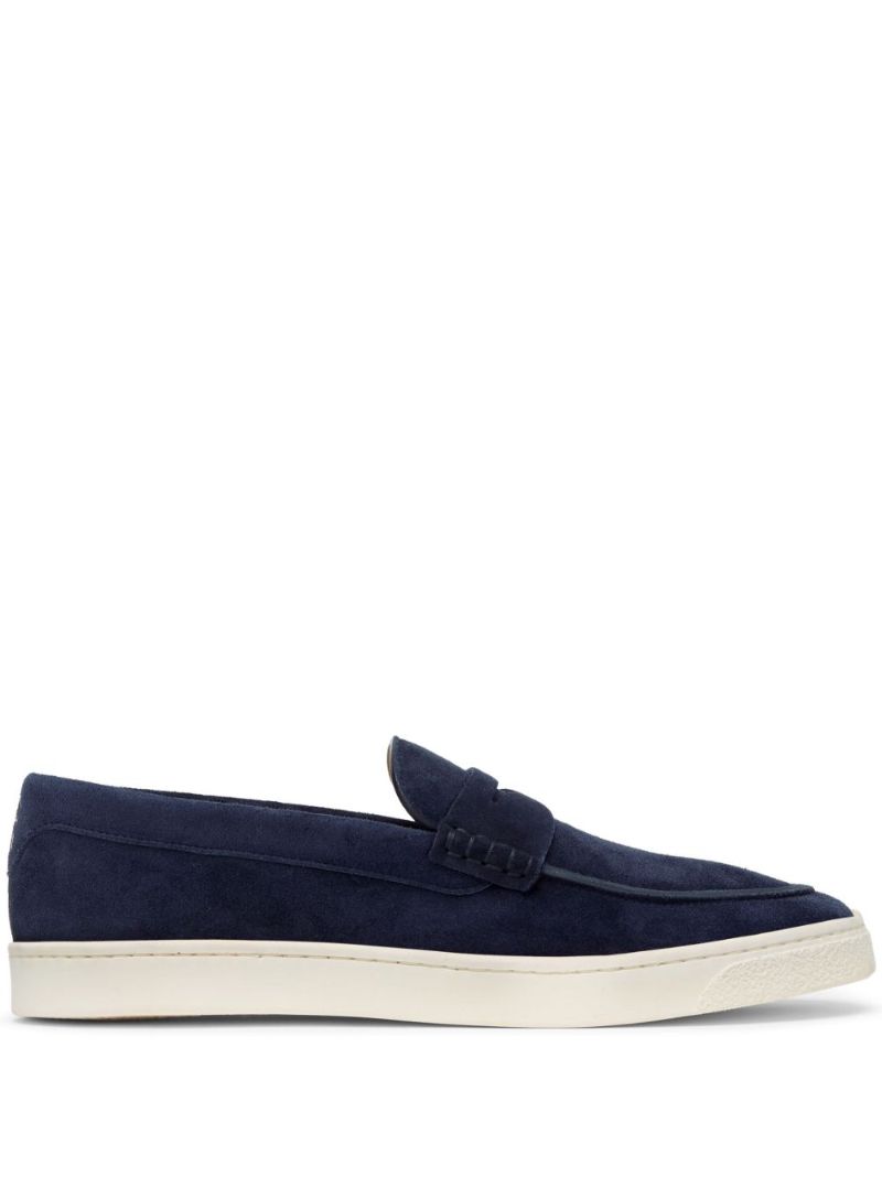 Blue Flat Suede Loafers