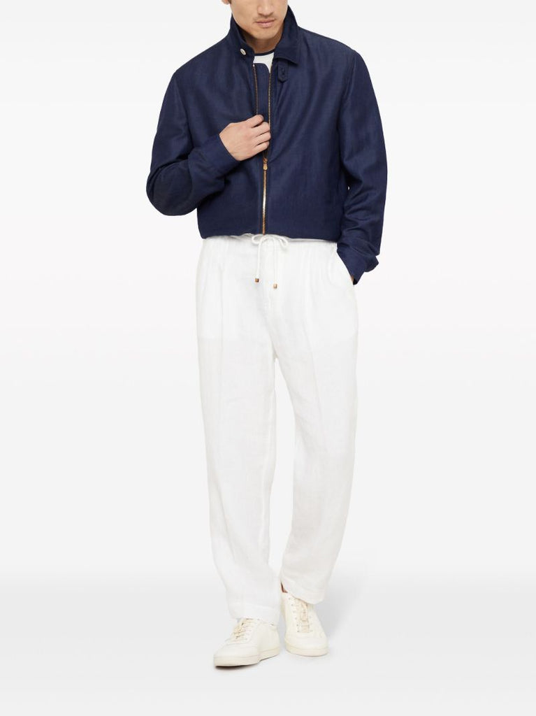 Blue Spread-collar Bomber Jacket