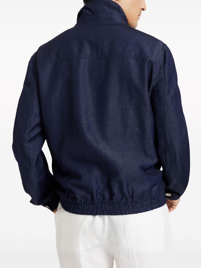 Blue Spread-collar Bomber Jacket