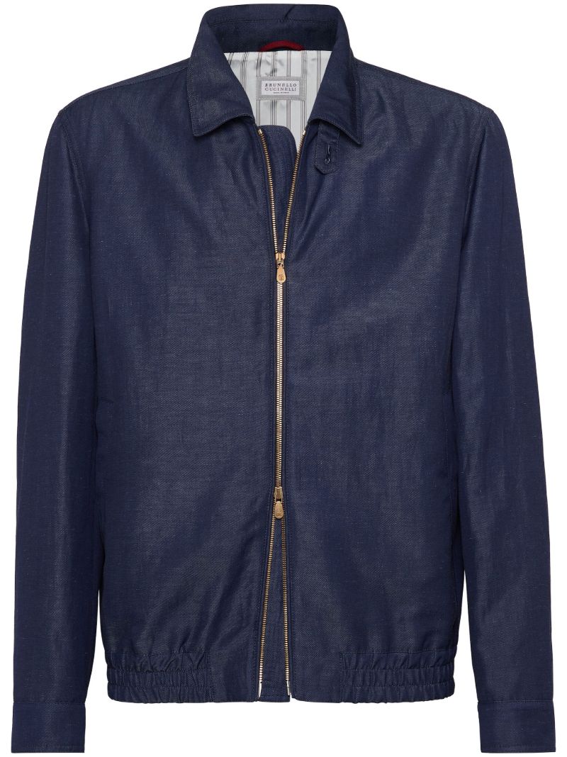 Blue Spread-collar Bomber Jacket