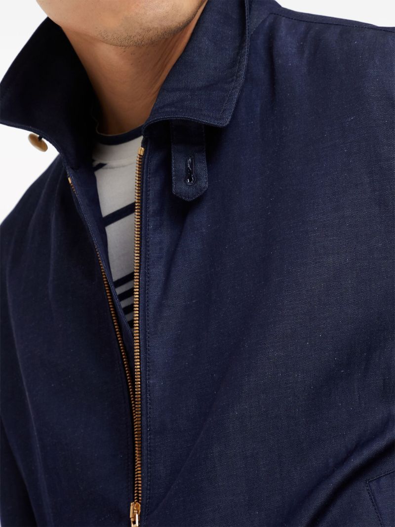 Blue Spread-collar Bomber Jacket
