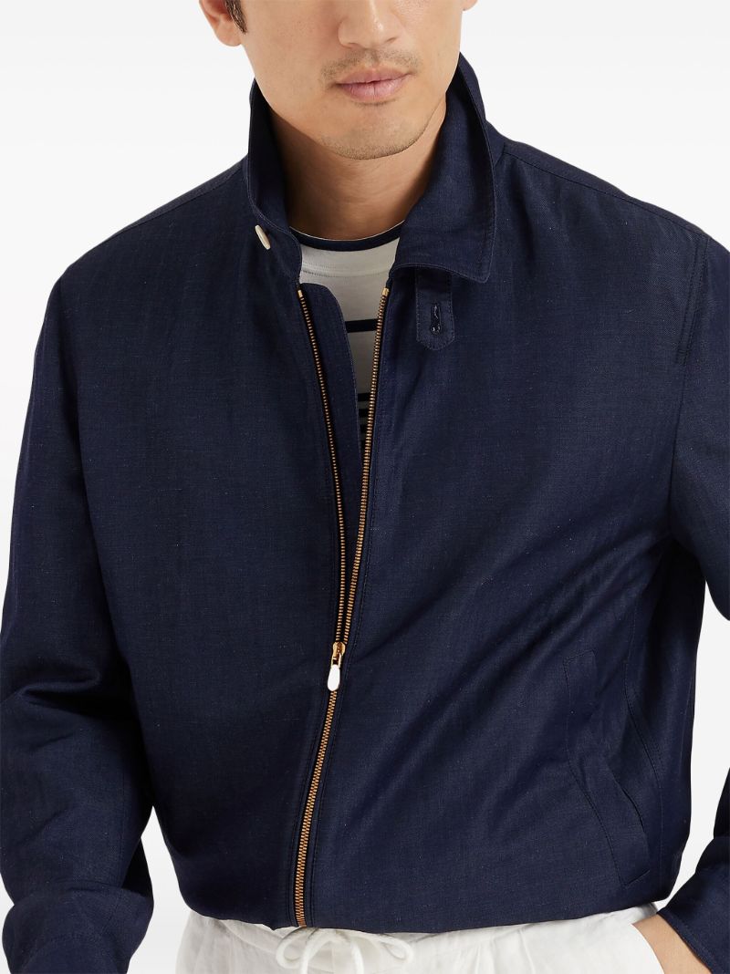 Blue Spread-collar Bomber Jacket