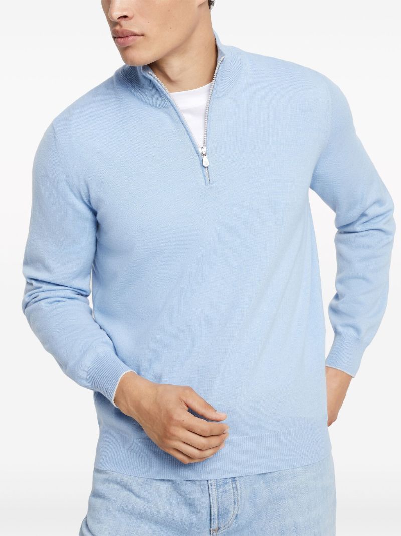 Blue Half-zip Cashmere Cardigan