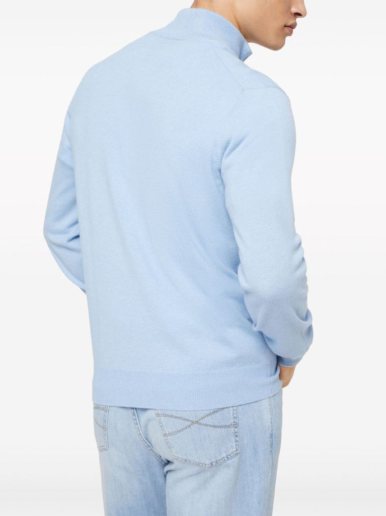 Blue Half-zip Cashmere Cardigan
