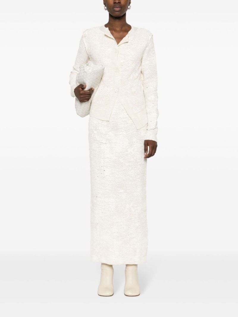 White Cracked Effect Maxi Skirt