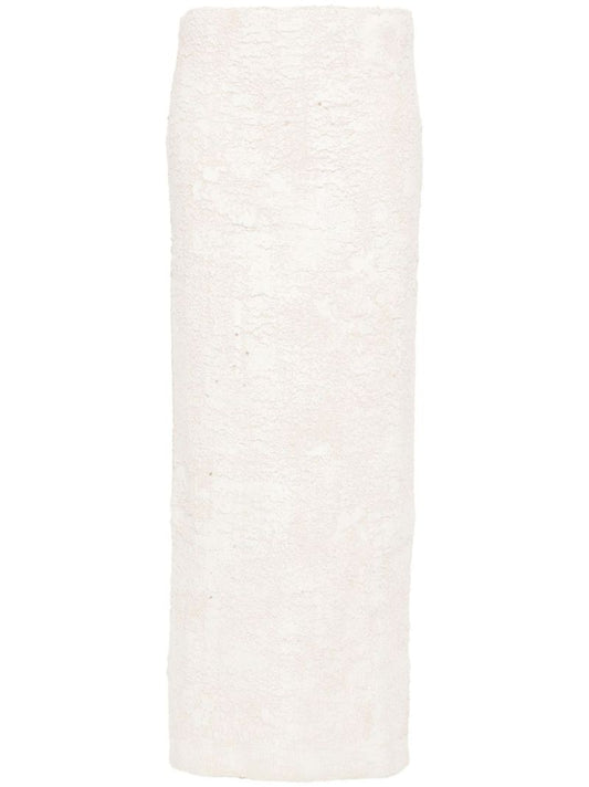 White Cracked Effect Maxi Skirt