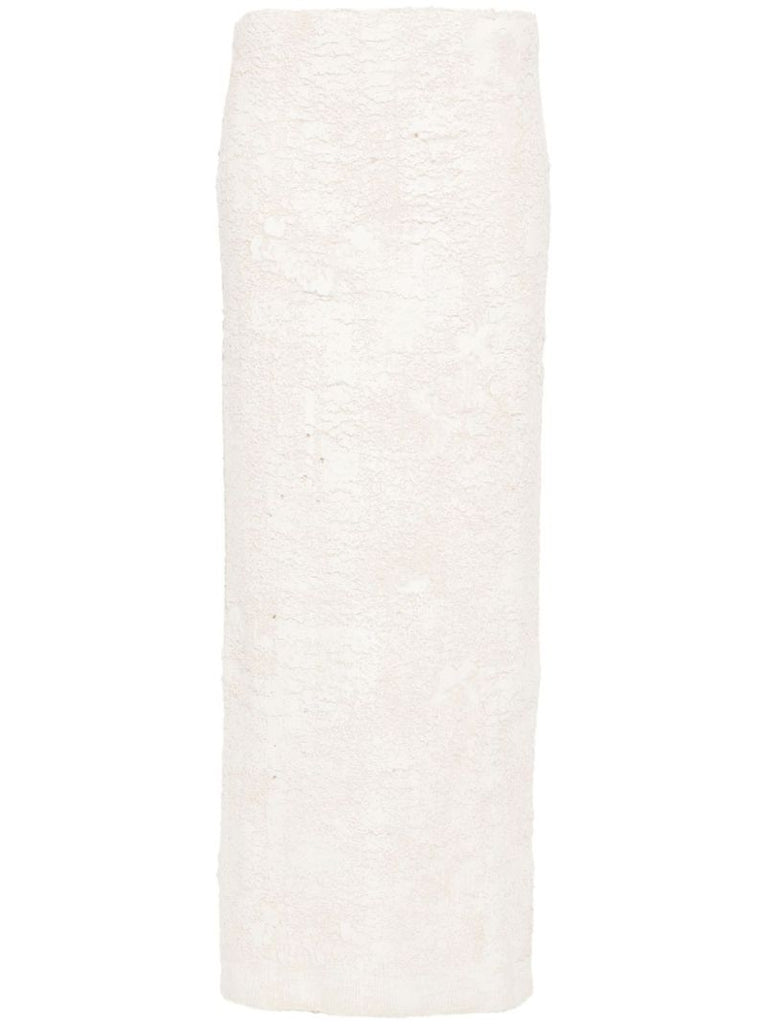 White Cracked Effect Maxi Skirt