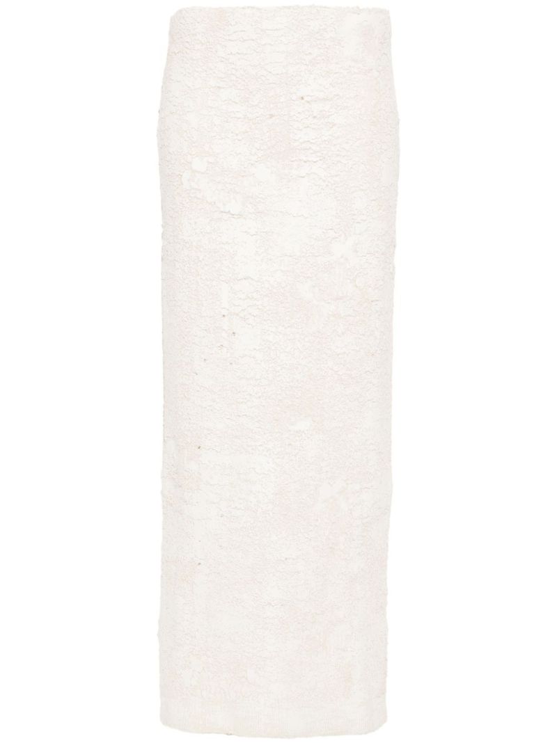 White Cracked Effect Maxi Skirt