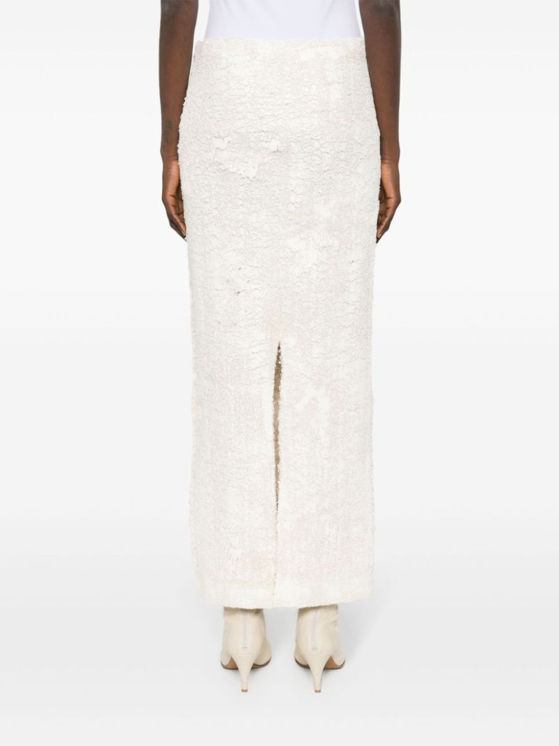 White Cracked Effect Maxi Skirt