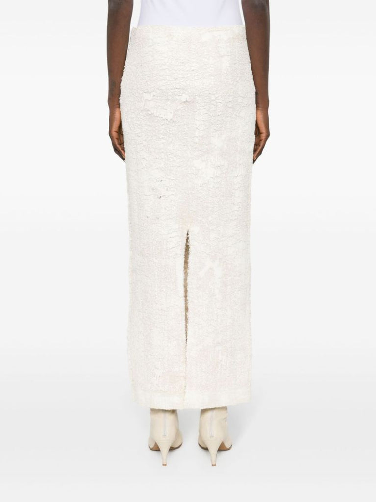 White Cracked Effect Maxi Skirt