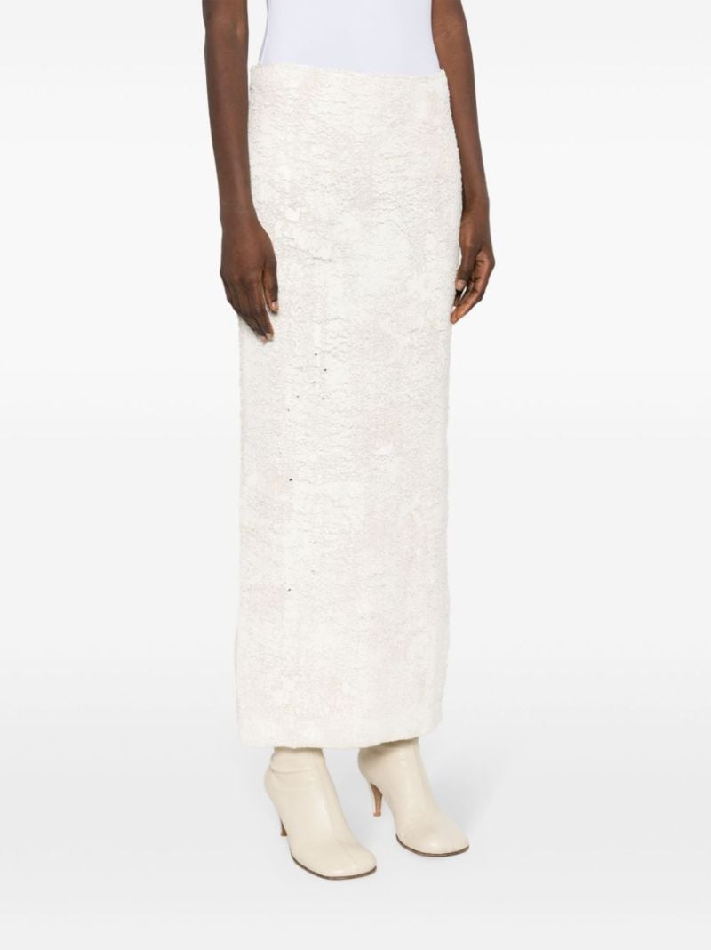 White Cracked Effect Maxi Skirt