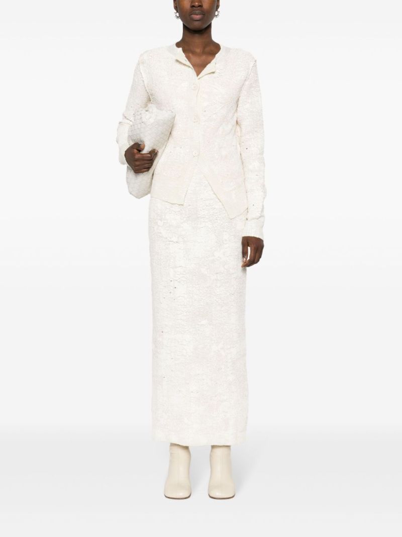 White Cracked Effect Knitted Cardigan