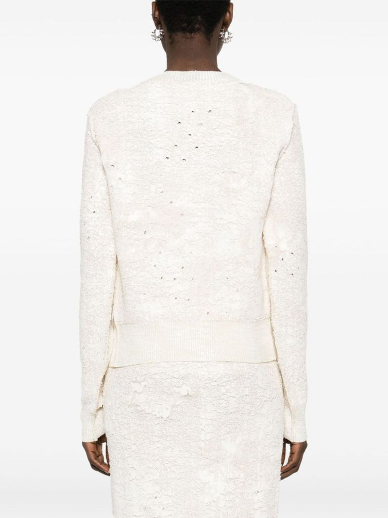 White Cracked Effect Knitted Cardigan