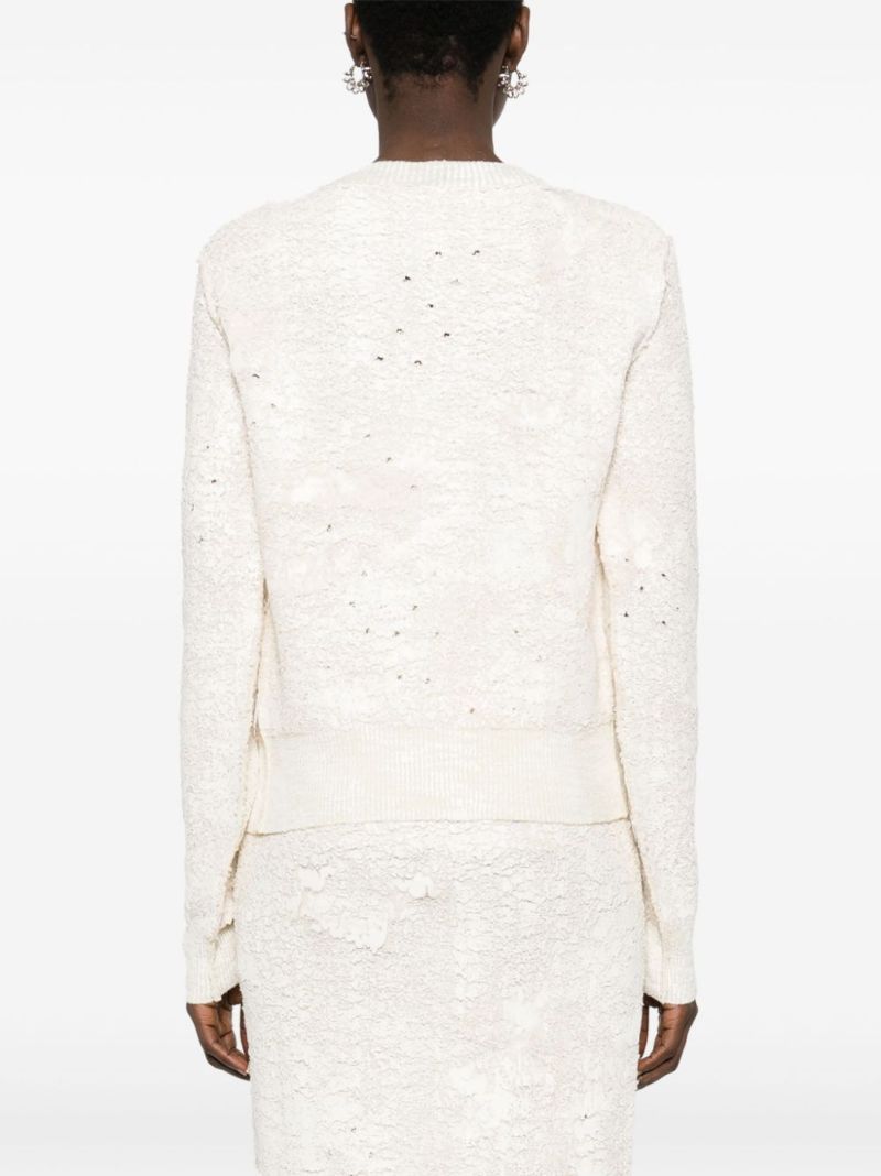 White Cracked Effect Knitted Cardigan
