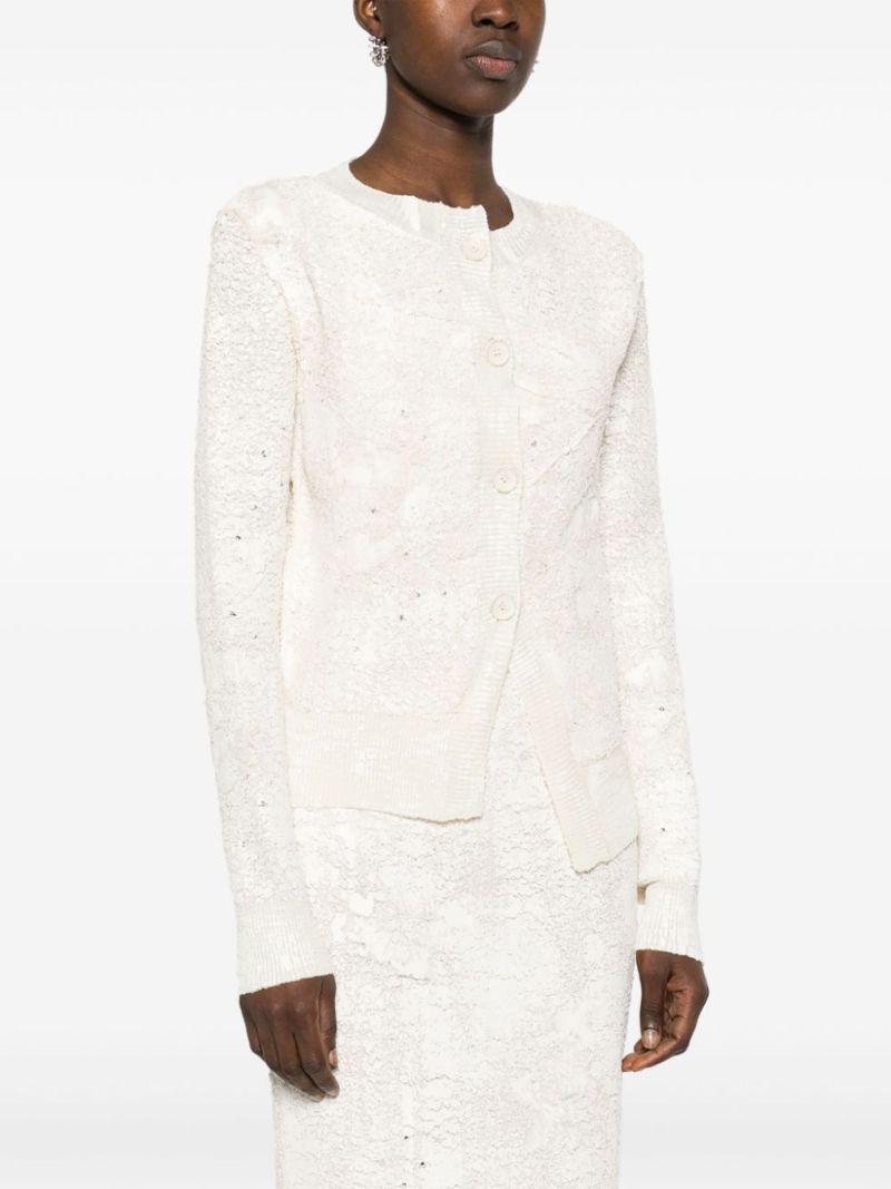White Cracked Effect Knitted Cardigan