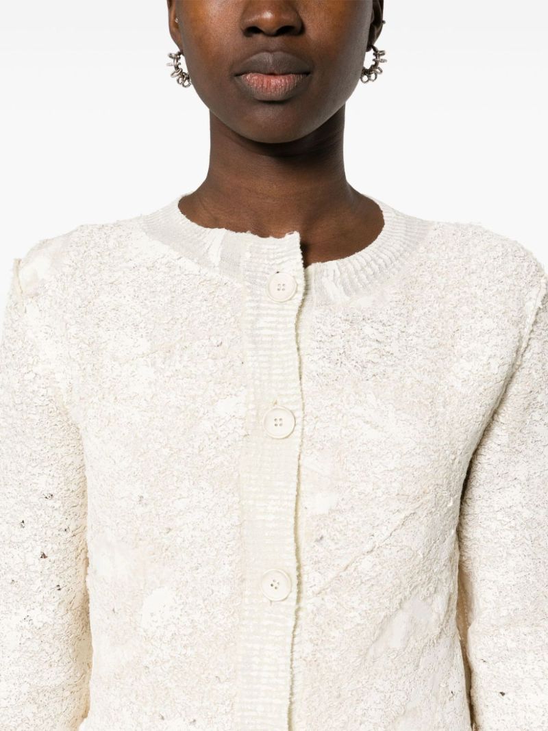 White Cracked Effect Knitted Cardigan