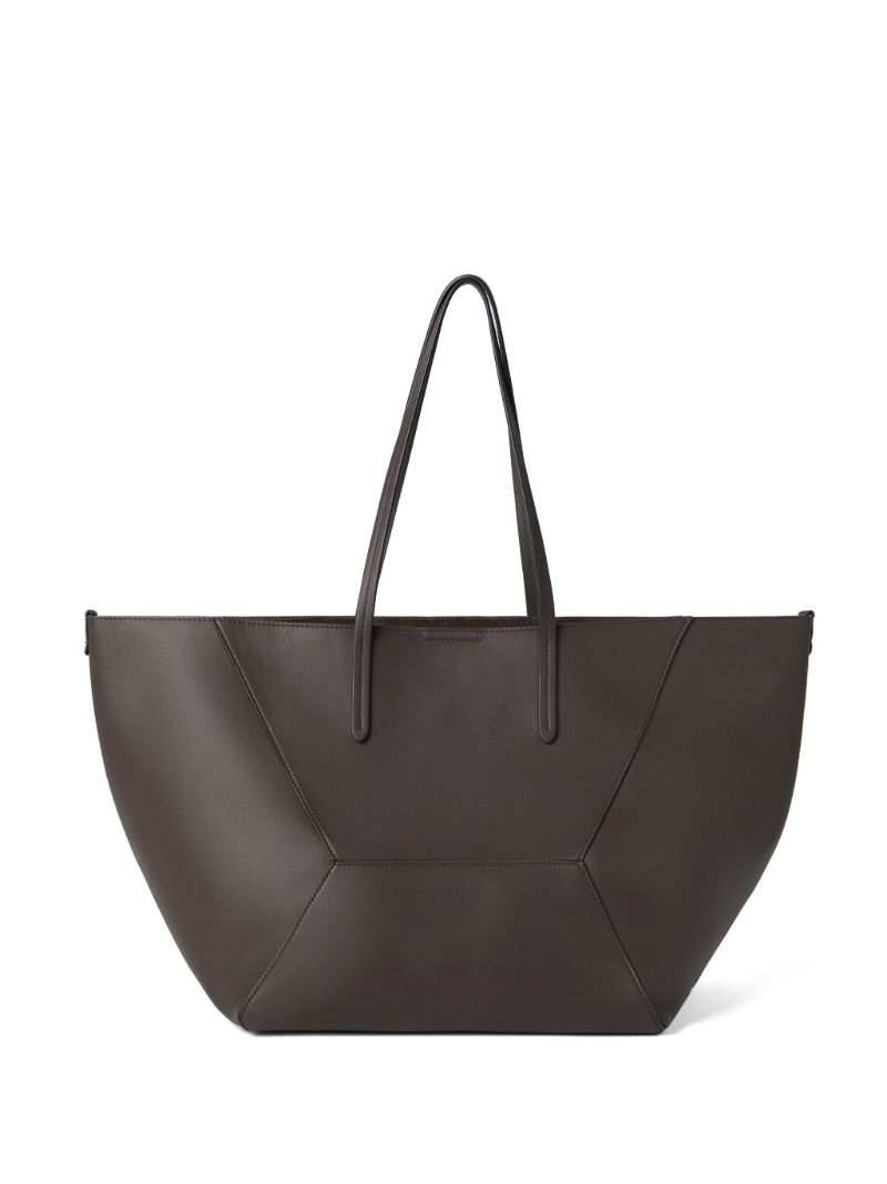 Brown Monili-embellished Leather Tote Bag