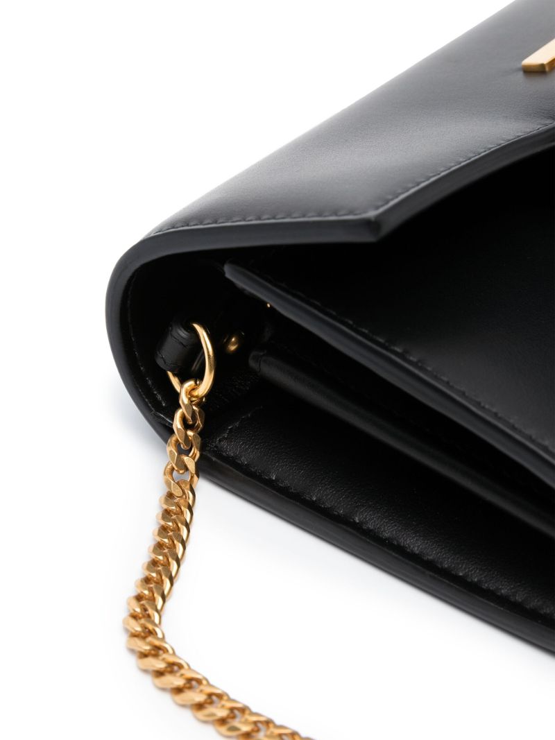 Black Logo-appliquÃ_x0083_Â© Leather Cross Body Bag