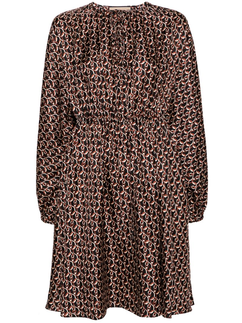 Black Interlocking G Silk Midi Dress
