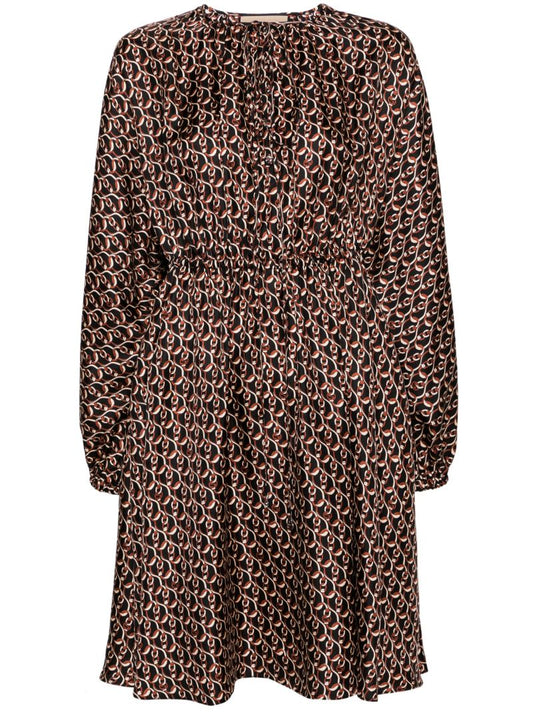 Black Interlocking G Silk Midi Dress