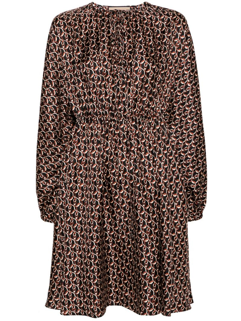 Black Interlocking G Silk Midi Dress